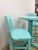 Vintage Bistro Set Turquoise Blue Counter Height Table Two Chairs Outdoor/Indoor For Sale - Image 9 of 16