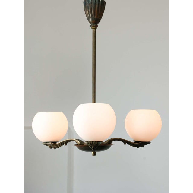 Art Deco French Brass Figural Chandelier, 1930 For Sale - Image 10 of 18