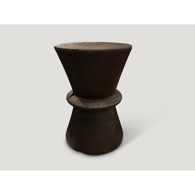 2010s Andrianna Shamaris Minimalist Charred Suar Wood Side Table For Sale - Image 5 of 5