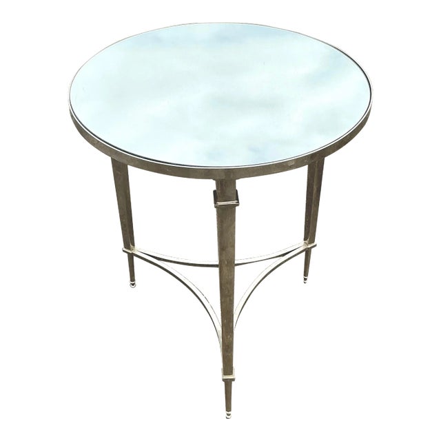 Vintage Regency Mirror and Polished Nickel Side Table For Sale