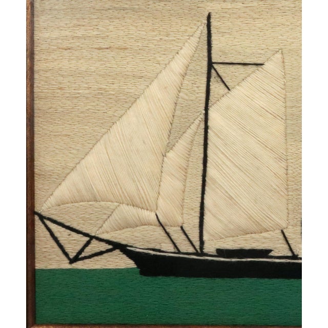Folk Art British Sailor's Woolwork of a Three-Masted Schooner Under Full Sail For Sale - Image 3 of 8