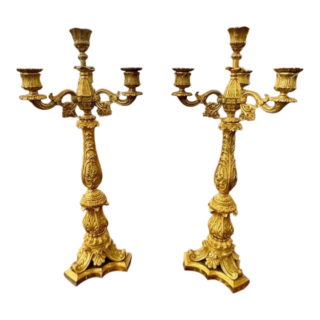 Pair of 19h C. French Louis XVI Gilt Bronze Candelabras For Sale