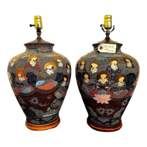 A Pair of Antique Satsuma Vase Lamps