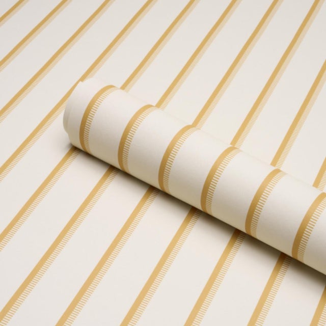 Schumacher Schumacher Tyla Stripe Wallcovering In Butternut For Sale - Image 4 of 6
