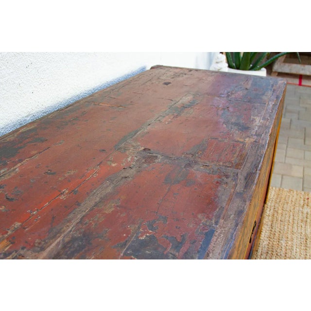 Antique Painted Qing Dynasty Buffet Cabinet For Sale - Image 13 of 15