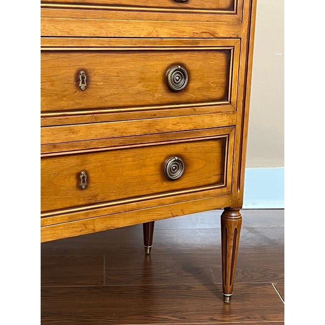 Antique French Commode Chest of Drawers Louis XVI Walnut Brass C1940 For Sale - Image 10 of 18