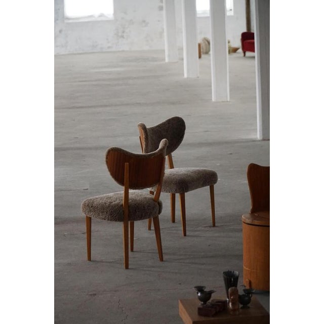 1950s Mid-Century Danish Dining or Desk Chair in Lambswool by Eva Koppel, 1950s For Sale - Image 5 of 18