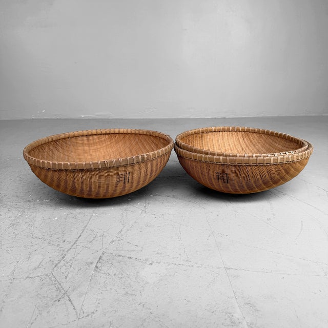 Japanese Shōwa Bamboo Baskets, 1960, Set of 3 For Sale - Image 6 of 13