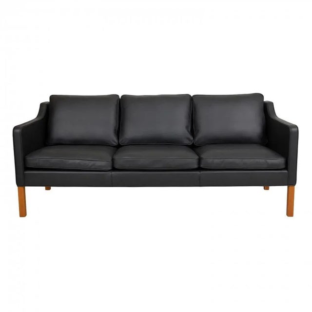 Model 2323 3-Seater Sofa in Black Bison Leather by Børge Mogensen for Fredericia For Sale - Image 10 of 10
