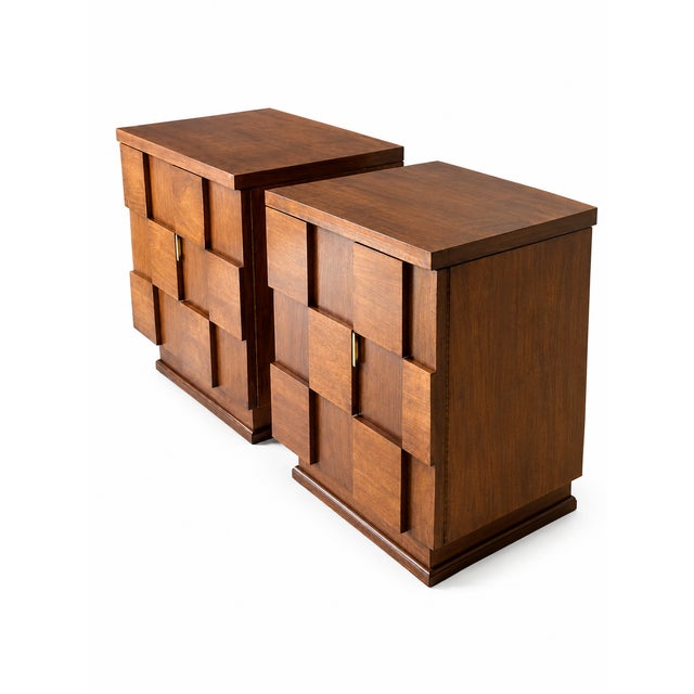 Mid-Century Modern Staccato Brutalist Mid Century Nightstands - Pair For Sale - Image 3 of 5