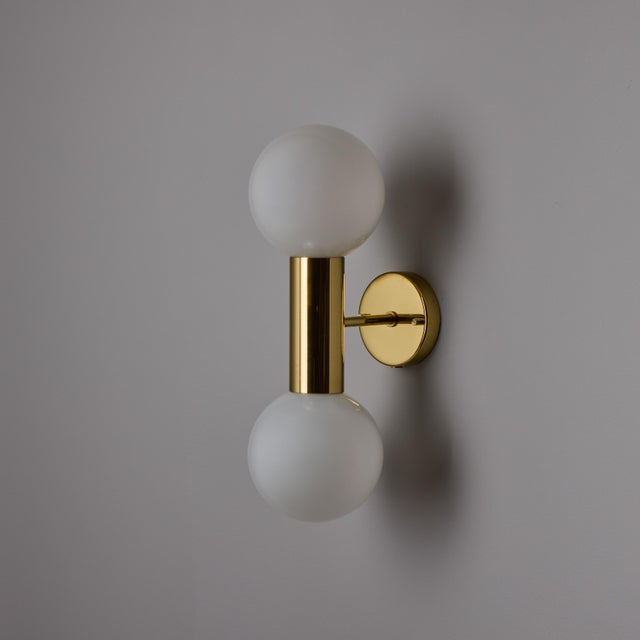 Mid-Century Modern 1970s Motoko Ishii Opaline Glass Double Sconce for Staff Leuchten For Sale - Image 3 of 12