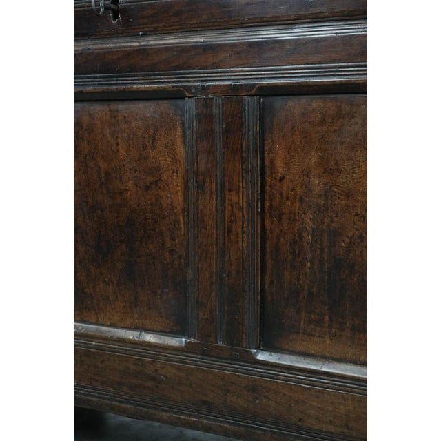 Large Antique English Panelled Oak Chest, 18th Century For Sale - Image 13 of 16