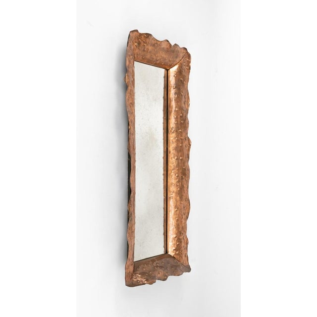 Mid-Century Modern Mid-Century Mirror in Hammered Copper attributed to Angelo Bragalini, Italy, 1960s For Sale - Image 3 of 11