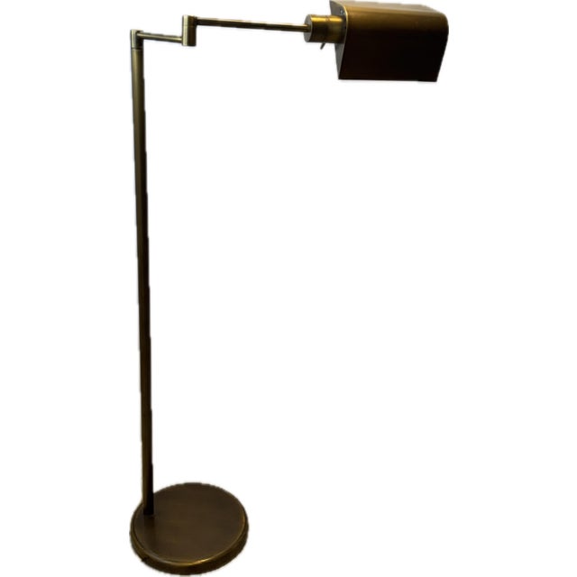 Vintage Brass Pharmacy Swing Arm Floor Lamp by Koch & Lowy For Sale - Image 9 of 9