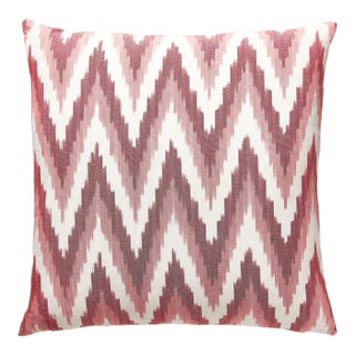 The House of Scalamandré Adras Ikat Weave Pillow, Coral For Sale