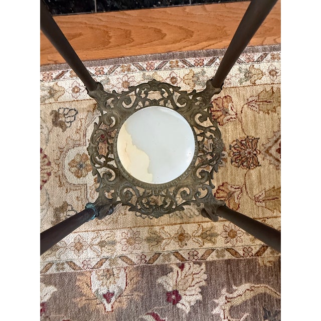 Vintage Victorian Brass and Marble Side Table/Plant Stand For Sale - Image 4 of 7