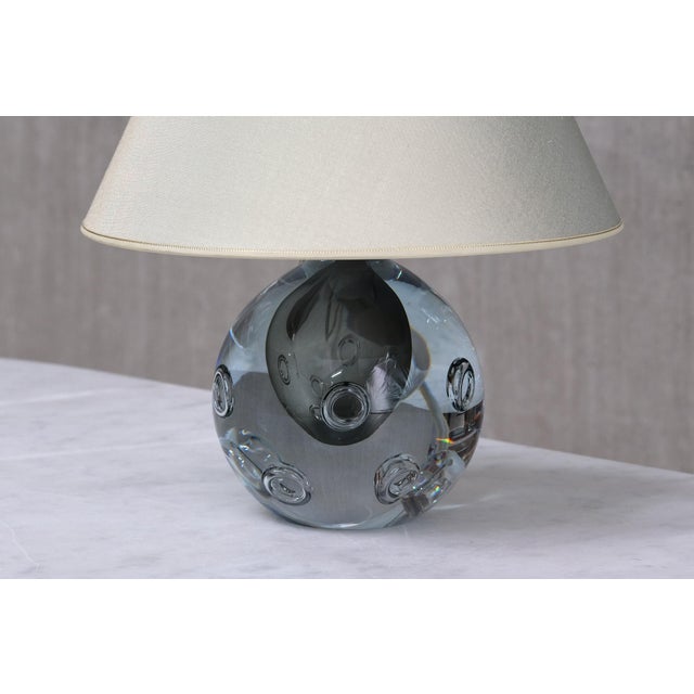 Table Lamp in Bubble Glass and Silk by Gunnar Nylund for Strömbergshyttan, 1960s For Sale - Image 9 of 12