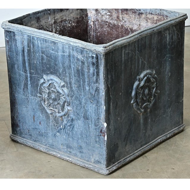 Pair of English 19th Century Solid Lead Box Planters For Sale - Image 11 of 12