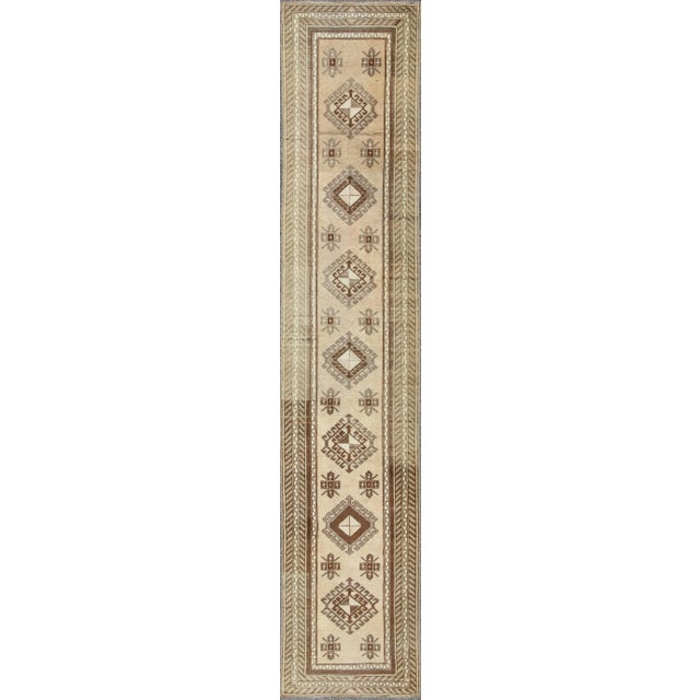 Earth-Toned Vintage Turkish Oushak Runner With Stacked Medallion Design For Sale - Image 12 of 12