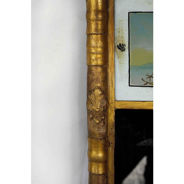 Antique Giltwood Mirror With Reverse Painted Glass For Sale - Image 4 of 6