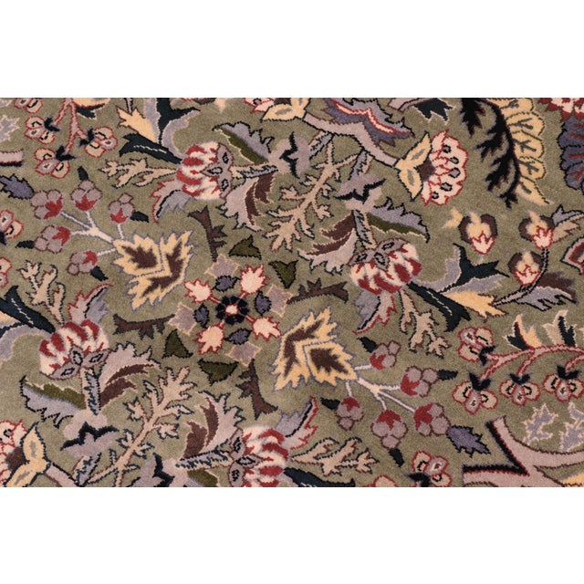 1990s Shabby Chic 1990's Pak-Persian Green/Gray Wool Round Rug - 6'2'' X 6'3'' For Sale - Image 5 of 9
