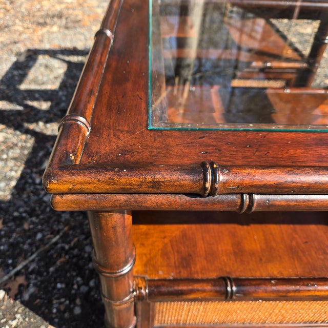 Late 20th Century Late 20th Century Tommy Bahama Wooden Wicker Side Tables For Sale - Image 5 of 11