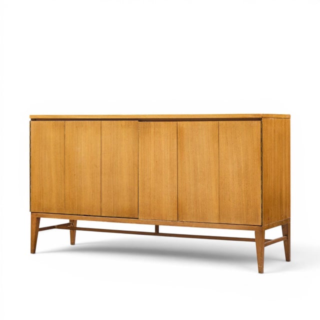 Paul McCobb for Calvin Mid Century Walnut and Brass Room Divider Credenza With Hutch For Sale - Image 10 of 15