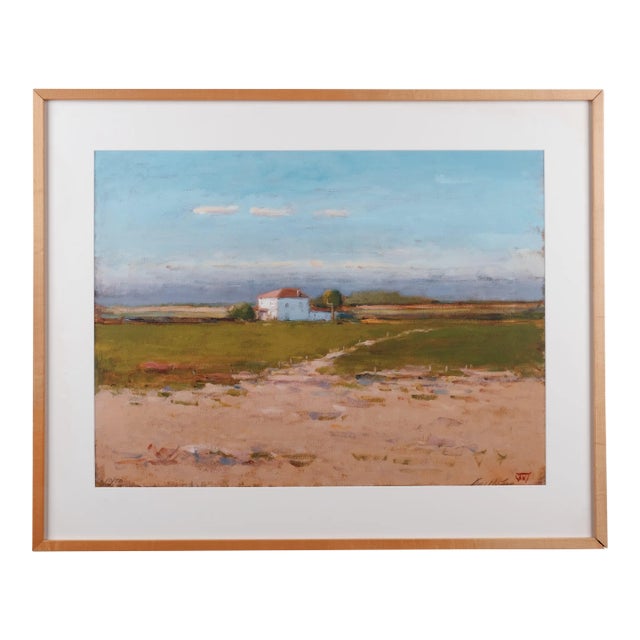 Terry DeLapp "House in Landscape" Hand Signed Limited Edition 10/50 Wooden Framed and Matted Lithograph From the Louise Fletcher Estate For Sale