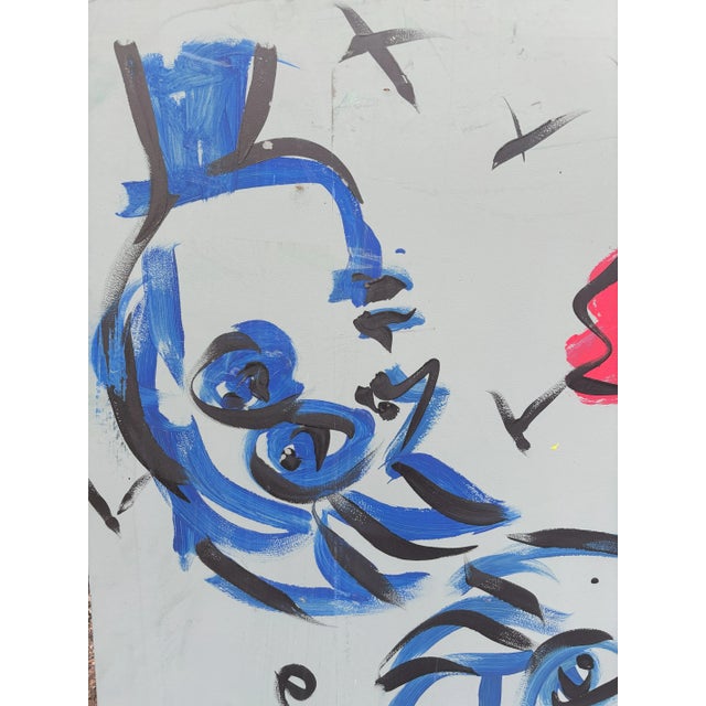 Large Scale Late 20th Century Peter Keil Abstract Faces Acrylic Painting on Board For Sale - Image 10 of 10