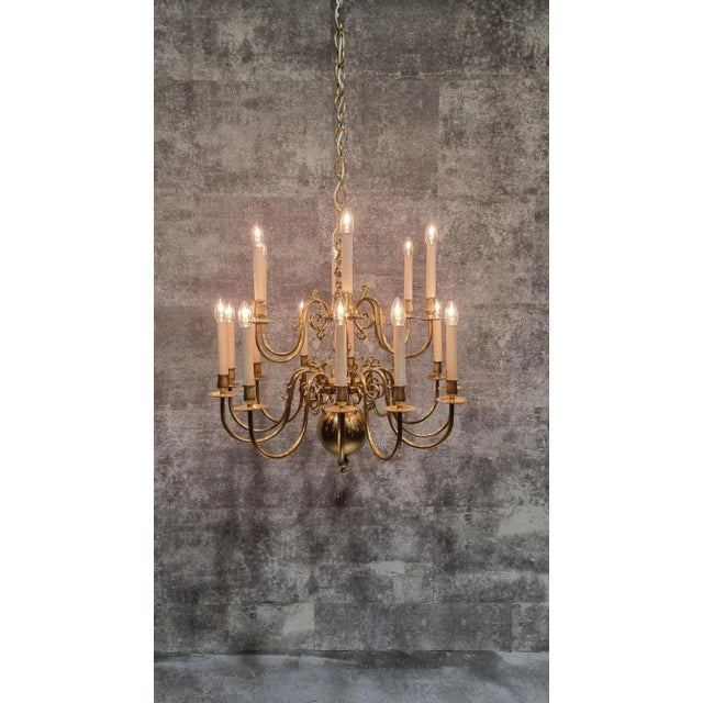 20th Century Dutch 2-Tiered Brass Chandelier For Sale - Image 12 of 12