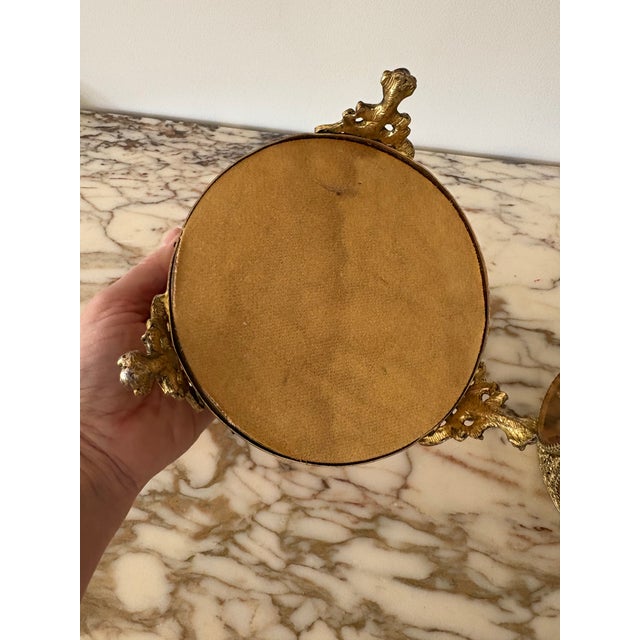 Vintage Hollywood Regency Amber Glass Hexagon Jewelry Casket Display For Sale - Image 6 of 11