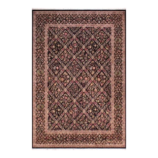 Shabby Chic Pak-Persian Black/Green Wool Rug - 9'2'' X 12'2'' For Sale