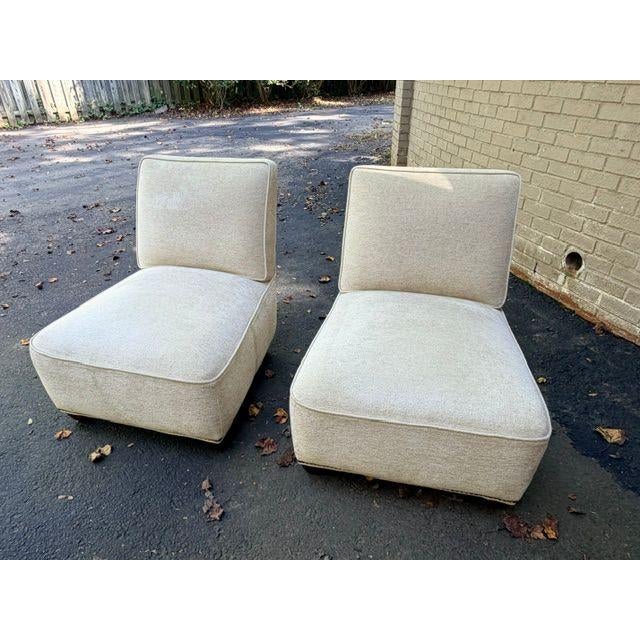 Textile Slipper Chair Pair by Lee Industries For Sale - Image 7 of 7