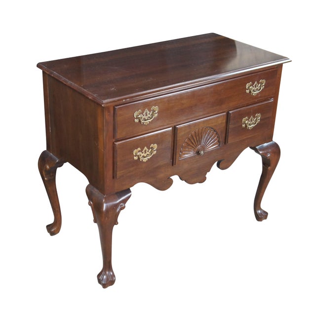 English 1980 Ethan Allen Georgian Court Cherry Lowboy Console Table Hall Chest 11-9205 For Sale - Image 3 of 14