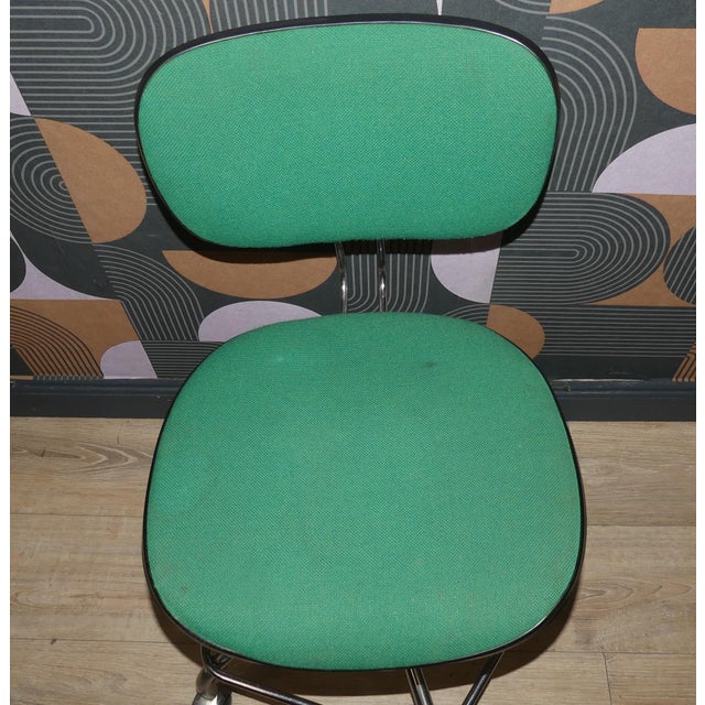 Green Office Chair in Chrome and Green Upholstery, 1970s For Sale - Image 8 of 9