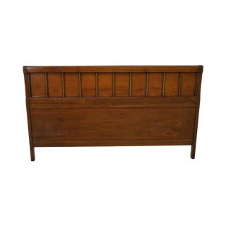 Mid-Century Modern Walnut & Brass Queen Size Headboard For Sale