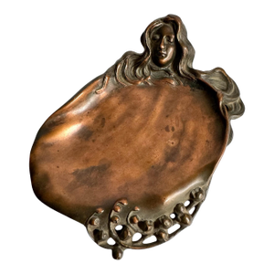 Art Nouveau Tray Bronze Woman Catchall Dish French Villanis