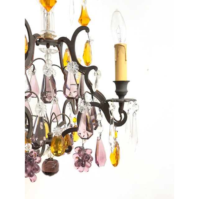 Vintage Chandelier With Murano Glass Fruit For Sale In Los Angeles - Image 6 of 13