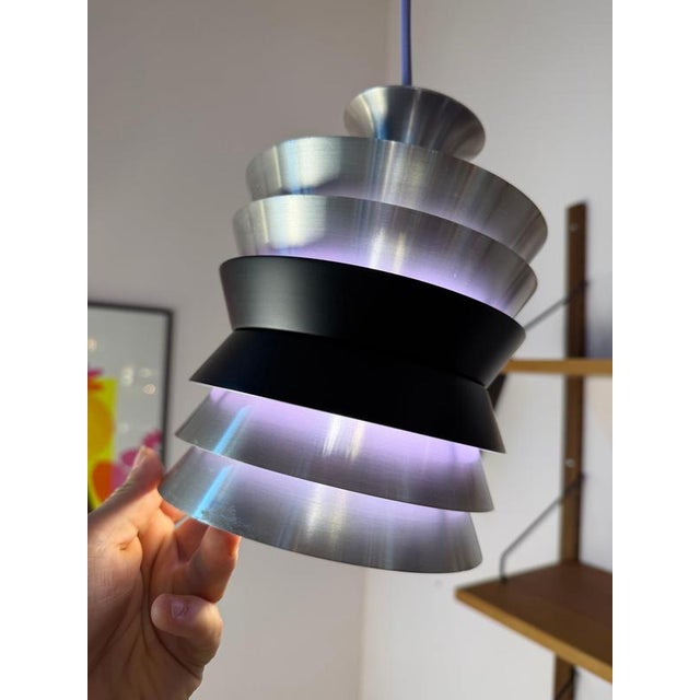 Silver, Black and Purple Trava Pendant Lamp by Carl Thore for Granhaga For Sale - Image 3 of 11