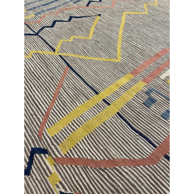 Hand Knotted Wool & Cotton Uzbik Kilim. 09'03" X 12'00" For Sale - Image 4 of 5