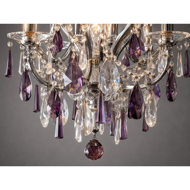1990 Artisan Regency Purple Crystal Chandelier - 1 Pc For Sale - Image 15 of 17