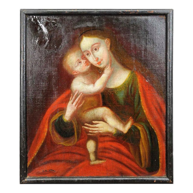 After Lucas Cranach, Miraculous Image of Innsbruck, Mother with Child, Oil on Canvas, Framed For Sale
