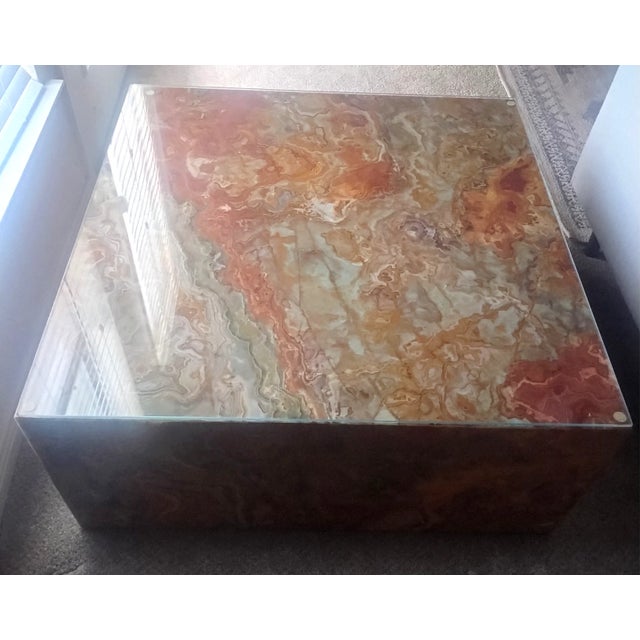 Vintage 1970s Mid Century Postmodern Italian Marble Coffee/Cocktail Table 36" For Sale - Image 9 of 14