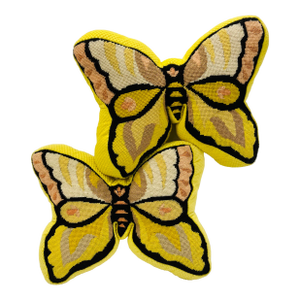 Pair of 1980s Butterfly Needlepoint Pillows