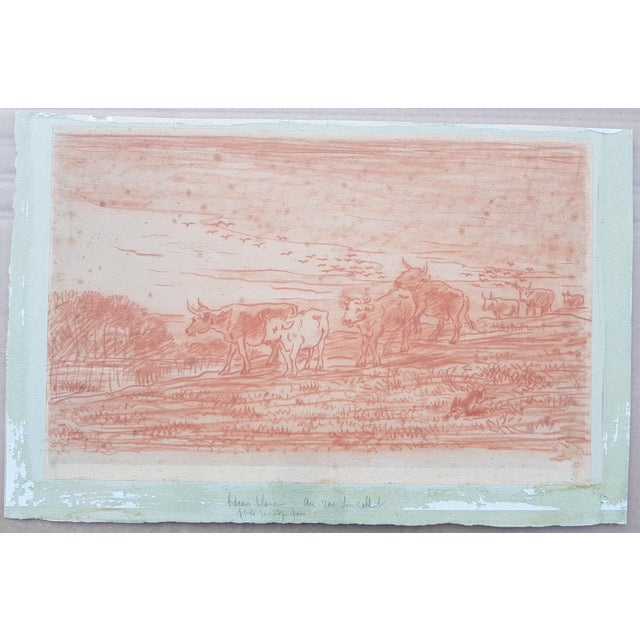 Daubigny Charles-François - Large Drawing - Red Chalk - River Bank - Framed - Circa 1870 For Sale - Image 4 of 16