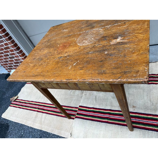 Wood A Antique Pennsylvania Farmhouse Paint Decorated, Tapered Leg Work Table, Circa 1800 For Sale - Image 7 of 12