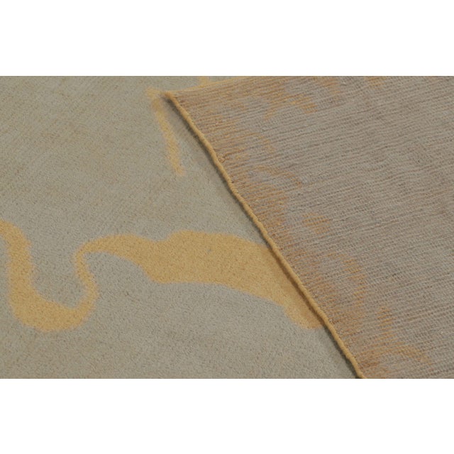 Beige Rug & Kilim’s French Art Deco Style Rug in Beige With Gold Curving Patterns For Sale - Image 8 of 8