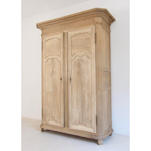 19th Century Belgian Bleached Oak Wardrobe For Sale - Image 4 of 18