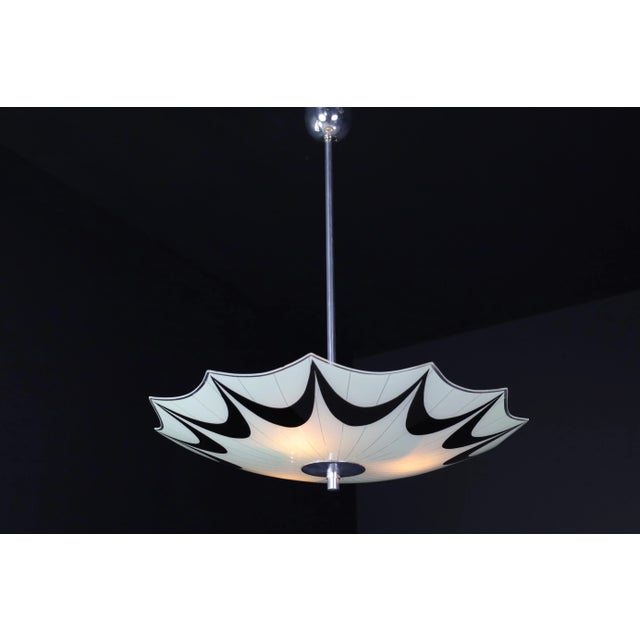 Black Mid-Century Glass Hanging Pendant Lamp, 1958 For Sale - Image 8 of 13