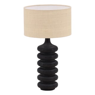 Alvaro Modern Black Wood & Jute Table Lamp For Sale